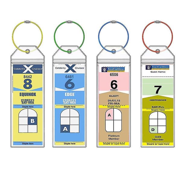 4 stk. Cruise Luggage Tags Gjennomsiktig Vanntett Tykk Luggage Tags med Glidelås og Stålløkker for Royal Caribbean Ships og Celebrities