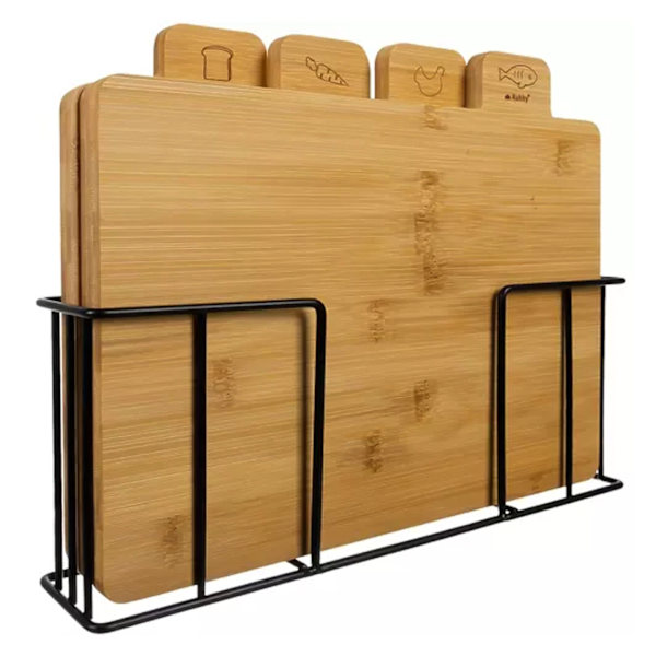 Skärbräda med Ställ - Bambu - 5-delars