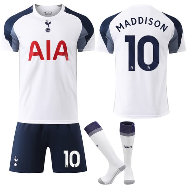 Tottenham Hotspurin kotipaita kaudelle 2025-2026 lapsille ja aikuisille, sukat mukana, No.10 Maddison-XF25- No.10 Maddison