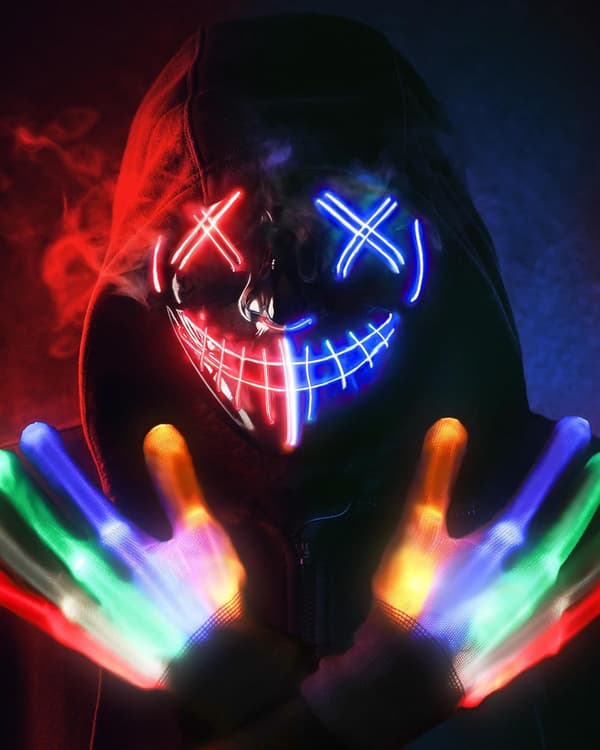 Halloween Maske Skelet Håndske Sæt, 3 Tilstande Lysende Scary LED Maske med LED Glødende Handsker, Halloween Dekorationer