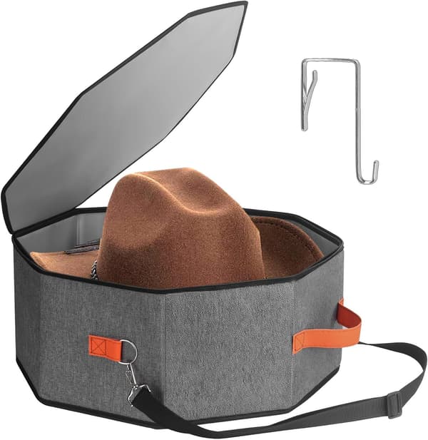 Stor - Sammenleggbar hattboks med stor kapasitet for cowboyhatter - Unisex hatt oppbevaringsveske og organizer