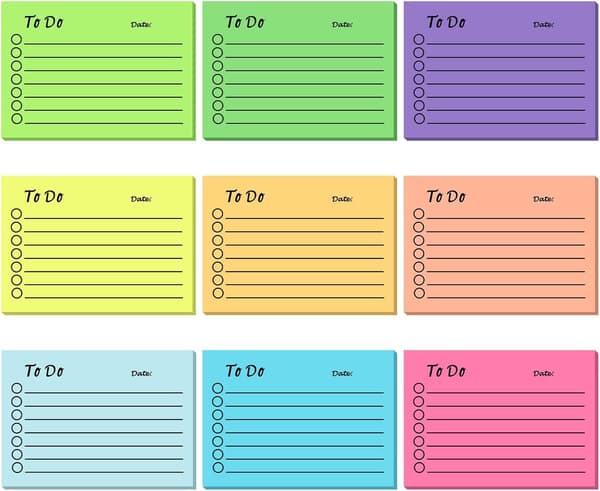 9-pakka Tehtävälistoja, 450 arkkia itseliimautuvia muistilappuja viivoilla, 3x4 tuuman itseliimautuvat Post-it-laput (moniväriset)