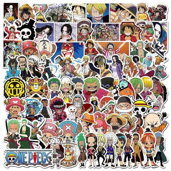 Anime Graffiti Vanntette Vinylklistremerker 100 stk for Laptop DIY Tenåringer Voksne Kompatibel med One Piece Nami Zoro Ace Luffy Chopper