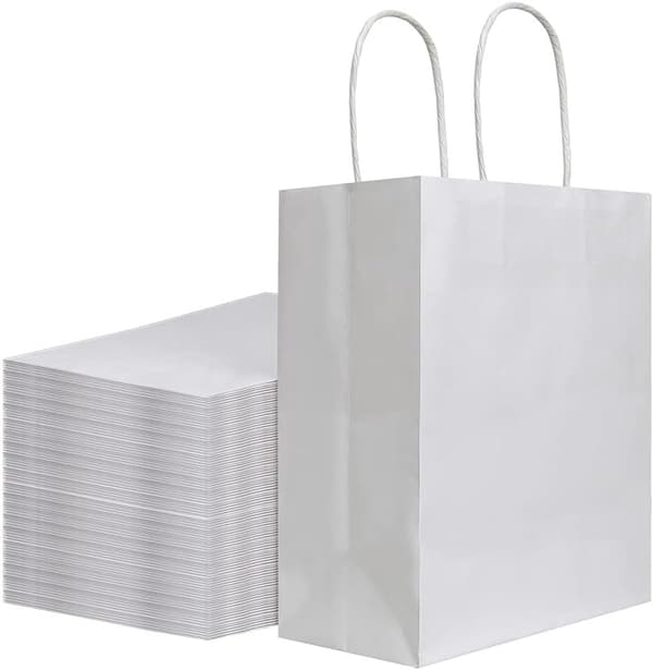 Ruskeat voimapaperikassit kahvoilla - 20 kpl pakkaus, 21x11x27 cm, keskikokoinen - Lahjapussit, ostoskassit, hääpussit