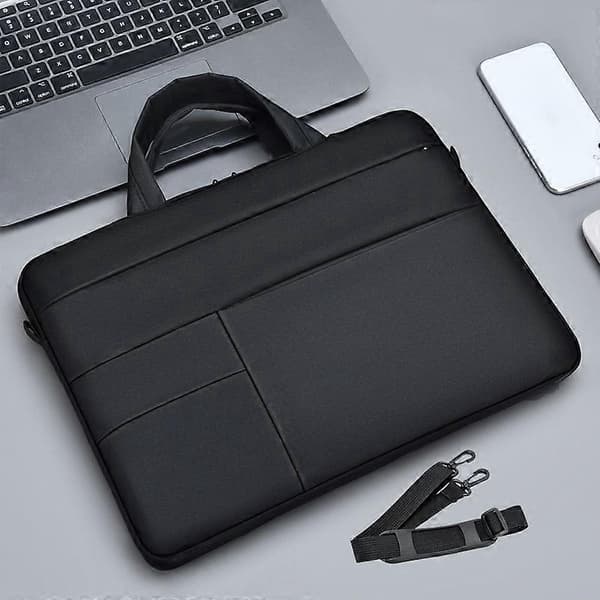 Laptopveske mote business datamaskin skulderveske tynn seksjon Apple Xiaomi Huawei Asus laptopveske 14 tommer (svart med skulderrem)