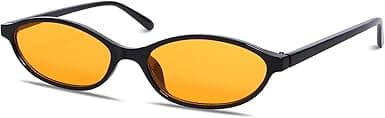 Retro Ovale Solbriller for Kvinner Chic Cat Eye 90-talls Solbriller Lett Smale Shades Trendy UV-beskyttelse Solbriller