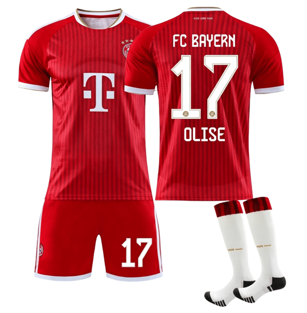 2026 World Cup Bayern München OLISE #17 Hjemmefotballdraktsett, Trykt Fotballsett med Trøye, Shorts og Sokker