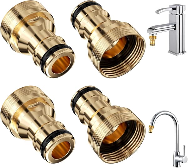 4 stk. vannkranadapter hageslange, slangekobling, vannkran, slangekobling, hageslange, universal
