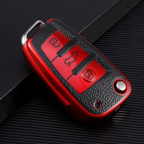 TPU + Nahka 3 Painiketta Auton Avaimenperä Kotelo Audi C6 R8 A1 A3 Q3 A4 A5 Q5 A6 A7 S6 B6 B7 B8 8P 8V 8L TT RS Sline Lisävarusteille