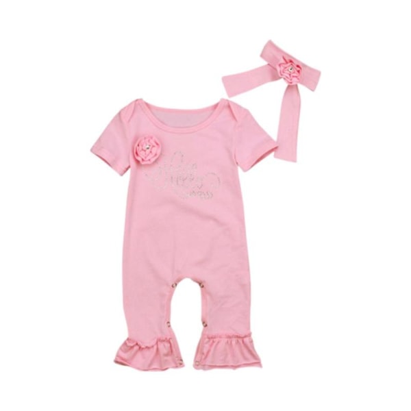 Baby Girl Pink Ruffle Solid Romper Bodysuit Jumpsuit Outfit 70cm