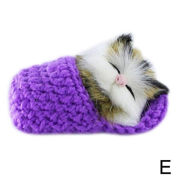 Cartoon Cute Plush Toy Voice Simulation Cat Ornament Baby Kids E Purple Eyes Closed
