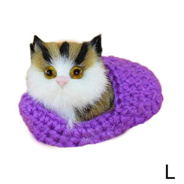 Cartoon Cute Plush Toy Voice Simulation Cat Ornament Baby Kids L Purple Eyes Open