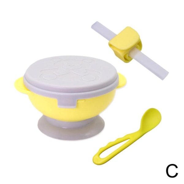 Cute Silicone Baby Suction Table With Cover Drinking Straw C Yellow