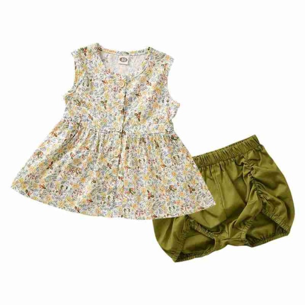 Girls Summer Dress Tops + Shorts Two Outfits Cotton 80cm