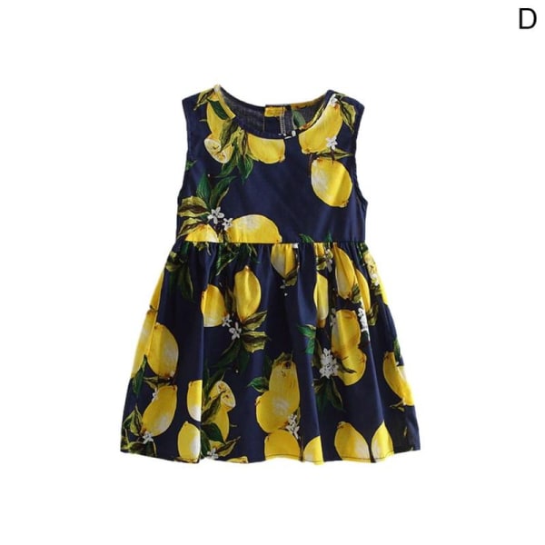 Girls Summer Fashion Thin Dress Sleeveless Floral Skirt Blue Lemon 100cm