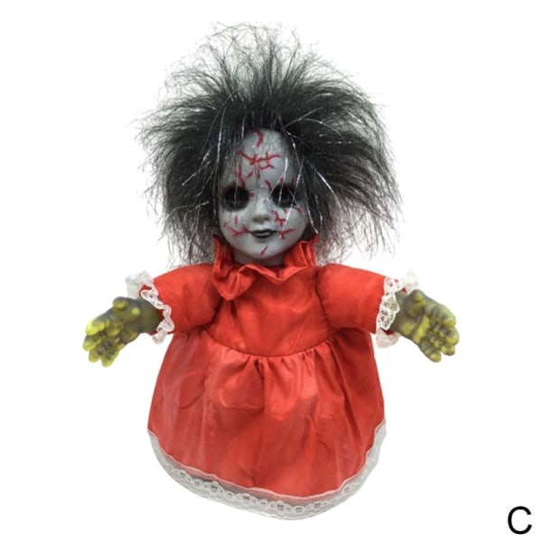 Halloween Toy Doll Creative Electric Luminous Walking Props C No.3 Red Dress