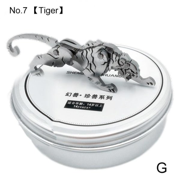 Stainless Steel 3d Animal Puzzle Assembly Diy Model Gift G Tiger