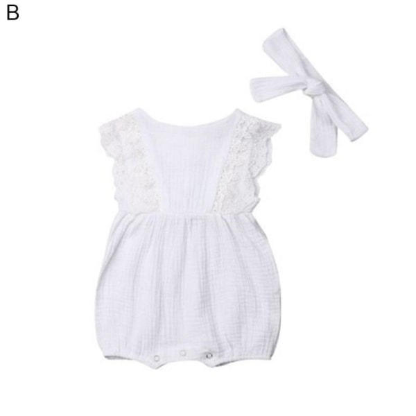 Summer Newborn Baby Girl Lace Bow Romper Bodysuit Jumpsuit White 90cm