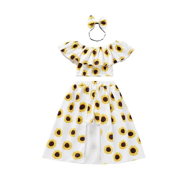 Toddler Girl Sunflower Crop Tops Shorts Dress Sunsuit