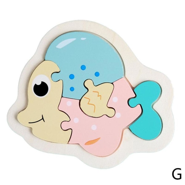 Wooden Puzzle Kid Early Educational Toys Baby Hand New Grasp G Fish