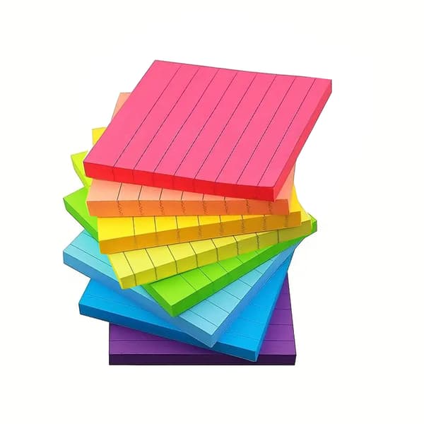 8 stk. Linjerte Selvklebende Notater, 7,6 x 7,6 cm Selvklebende 8 Farger Post It Selvklebende Notisblokk Linjerte Selvklebende Fargerike Notater for K