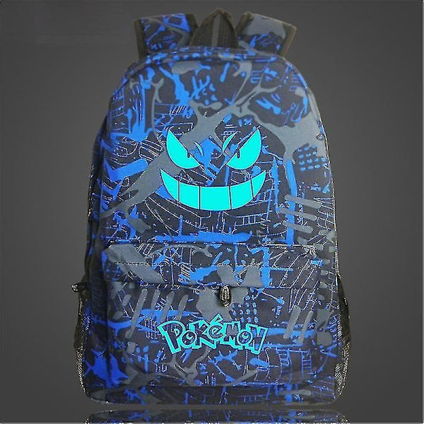 Mænd Sort Ny Pokmon Rygsæk Lysende Skoletaske Til Drenge Piger Studerende Rejsetaske Vandtæt Holdbar Mochilas-Wellngs Blå!