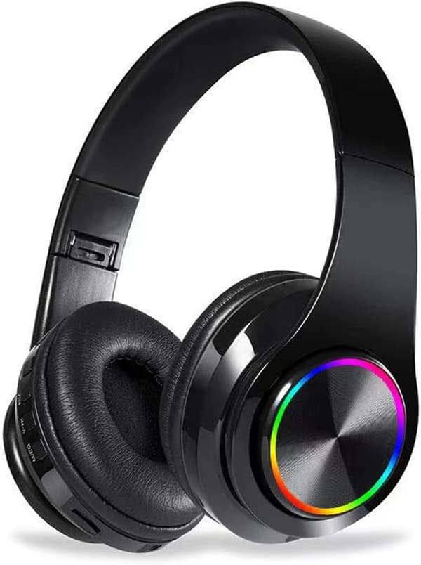 Bluetooth over-ear hodetelefoner, sammenleggbare, lette trådløse hodetelefoner med innebygd mikrofon, FM-radio og SD/TF-kortspor.