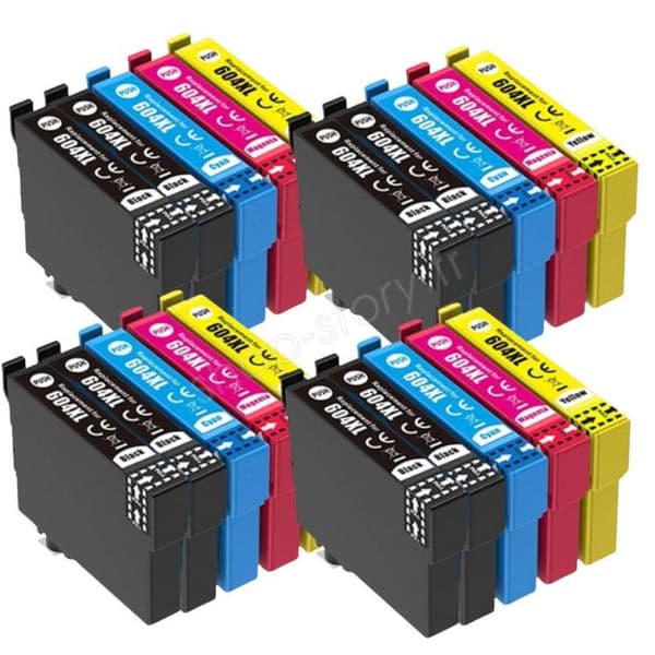 Blækpatroner - SHOP-STORY - E604XL_8N+4CHQ - Pakke med 20 - Kompatibel med Epson - Multifarvet