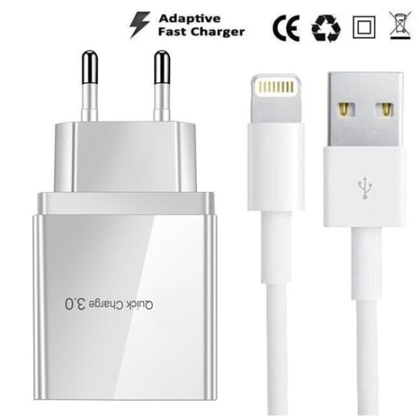 5V kabel 4-ports Iphone-oplader 6/7/8/x/11/12 Pro Max + 2m Lightning-kabel White