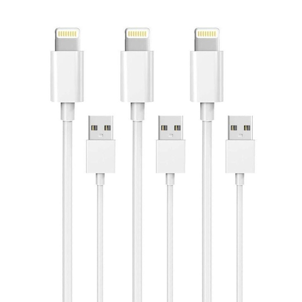 Krefx 3-pack 2m Lightning Oplader Iphone 13/12/11/ Xs/max/x/8/7/6/5/se White