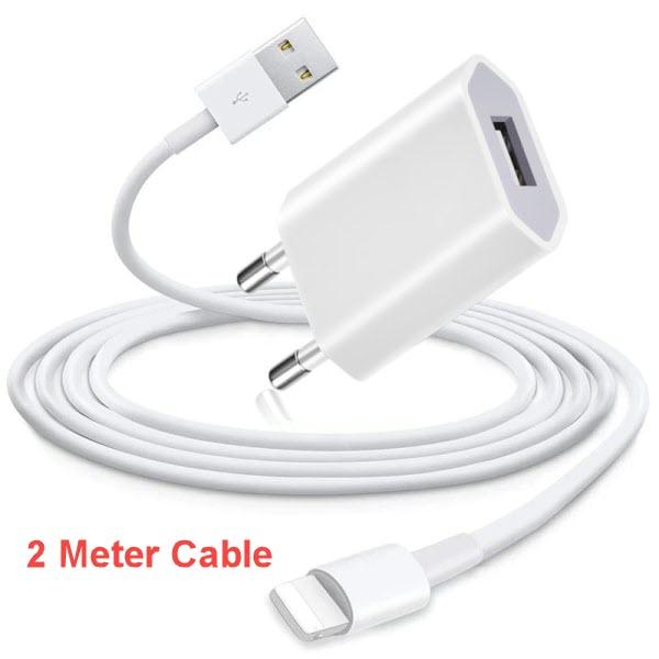 5V kabel Iphone Oplader 6/7/8 / X 11/12 Pro Max + 2m Lightning-kabel White
