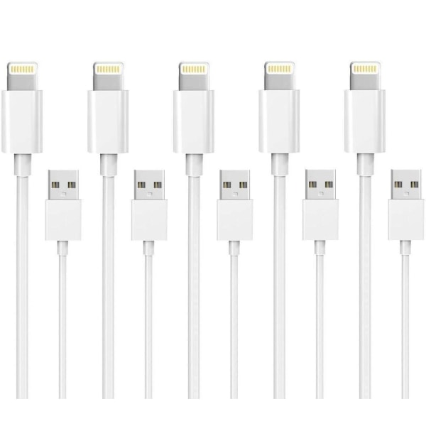 Krefx 5-pak 1m Lightning-oplader Iphone 13/12/11/ Xs/max/x/8/7/6/5/se White