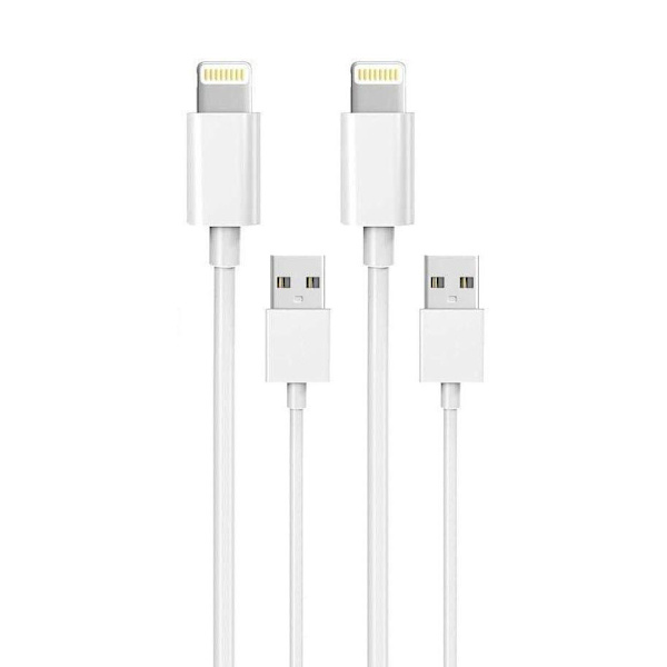 2-Pack 2M Lightning laddare iPhone 13/12/11/ Xs/Max/X/8/7/6/5/SE Vit b422 |  White | lightning | Fyndiq