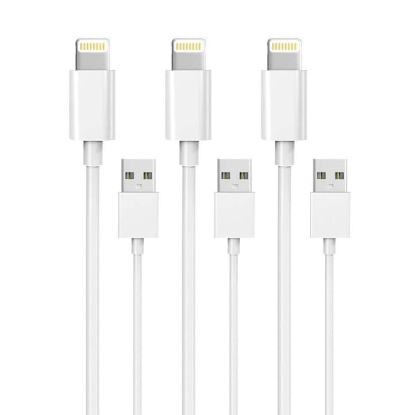 M Kabel 3-pak Lightning Oplader Iphone 13/12/11 / Xs Max X 8/7/6/5 Se White