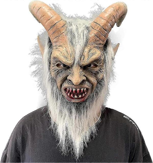 Lucifer-naamio sarvilla, pelottava paholaisen Krampus-naamio Halloween-cosplay-asuun