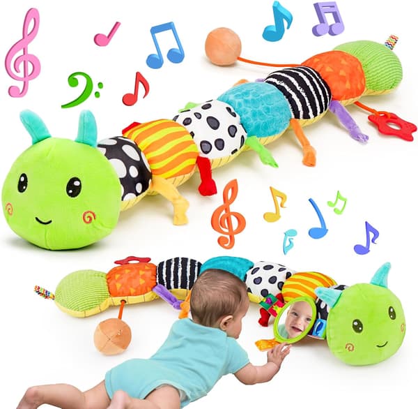 Baby Sensoriske Leker 0-3 Måneder Musikk Dyr Plysj Larve Leke Baby Speil Skrangle 6-12 Måneder Gutt Jente Nyfødt Bursdagsgave