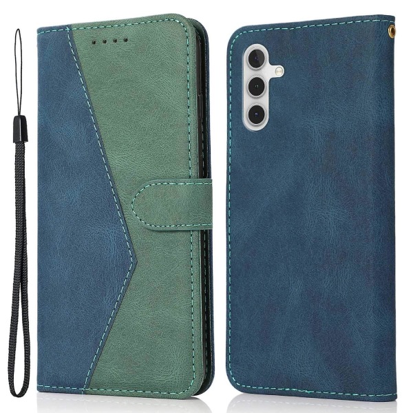 För Samsung Galaxy A14 5G skarvning inre TPU telefonfodral plånbok stativfodral med handledsrem/grön Multicolor, Blue Green Style A Samsung Galaxy A14 5G