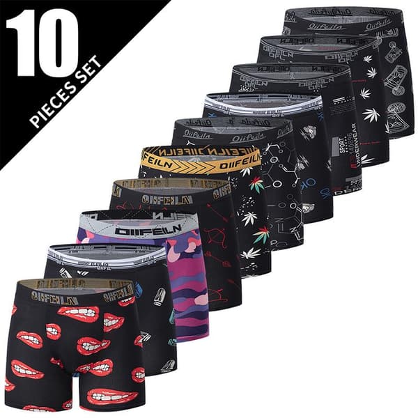 10-pack Herran alushousut, rennot bokserit, hengittävät ja mukavat joustavat alushousut, treenishortsit 10 kpl