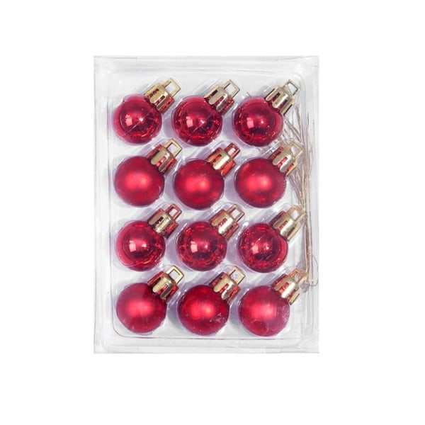 12pcs/set Christmas Balls Ornaments With Hanging Rope And Box Wine Red