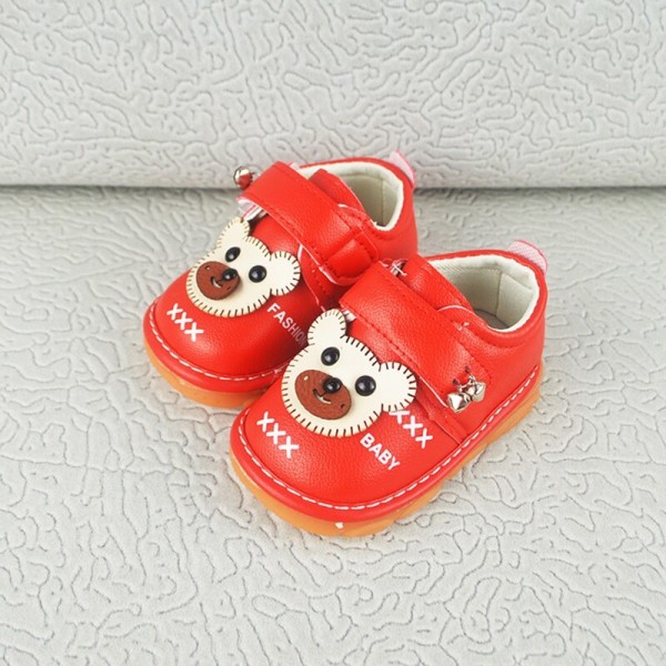 Baby Cartoon Bear Cow Muscle Soft Bottom Non-slip Toddler Shoes Red 12.5cm
