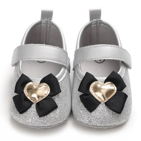 Baby Girlbow Love Princess Toddler Shoes Silver 0-6months
