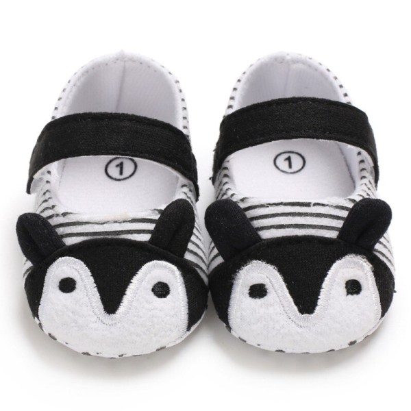 Baby Stripe Cartoon Loafers Princess Shoes Prewalker Black 12-18m