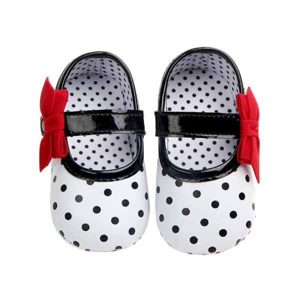 Black Baby Pu Polka Dot Bowknot Indoor Soft-soled Toddler Shoes 0-6m