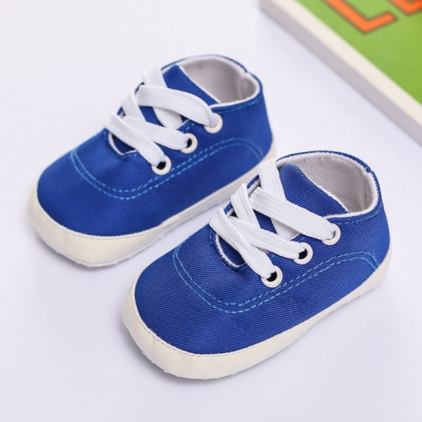 Classic Solid Color Baby Canvas Lace-up Soft Sole Toddler Shoes L 0-6months