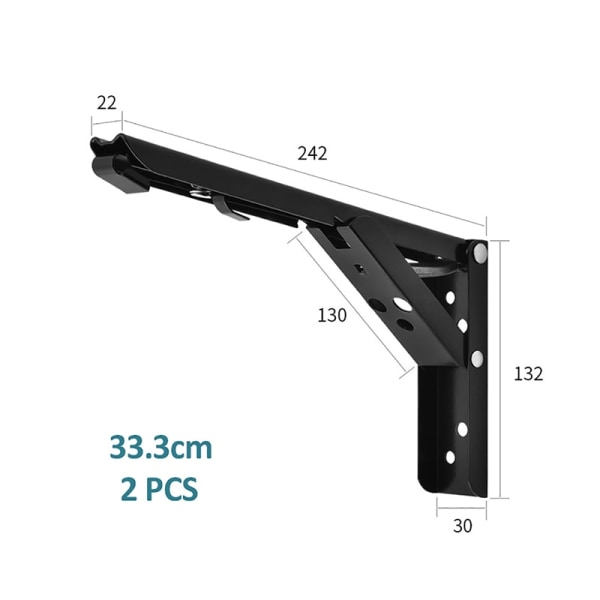 Folding Shelf Triangular Brackets Stainless Steel For Save Space Black 10 Inch