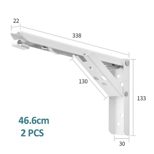 Folding Shelf Triangular Brackets Stainless Steel For Save Space White 14 Inch