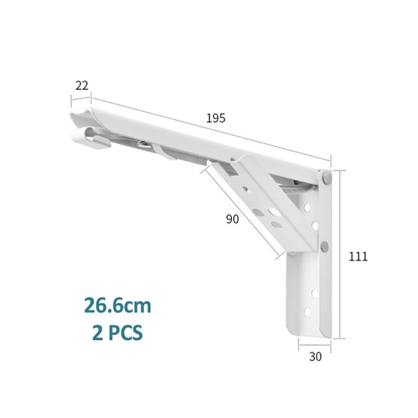 Folding Shelf Triangular Brackets Stainless Steel For Save Space White 8 Inch