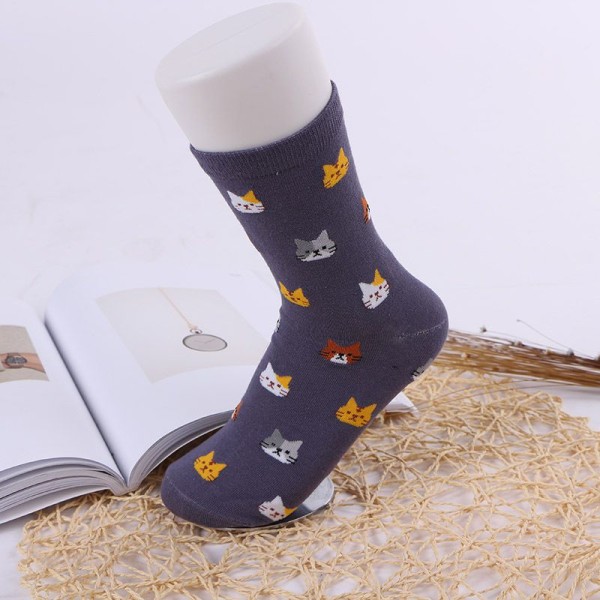 Korean Cute Socks Cartoon Printing Pattern Animal Art Purple