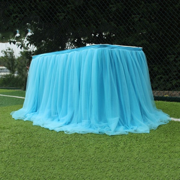 Multi Colors Table Skirt Tulle Party Tablecloths Accessories Blue