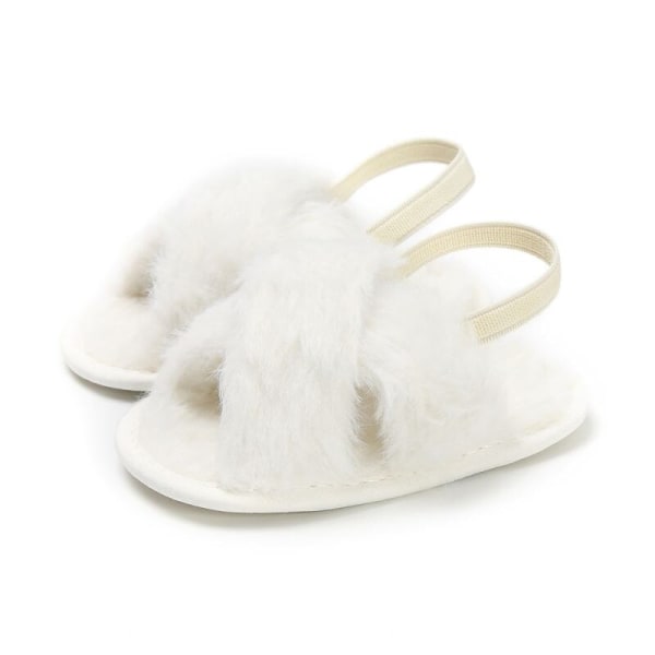 Winter Baby Slipper Cute Hairy Elastic Waist Plush White 0-6months
